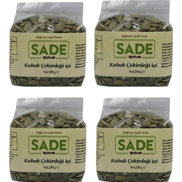 Sade Organik Sade Kabak Çekirdeği İçi 250 gr 4 Lü