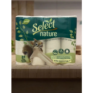 Select Nature 24 Rulo 2 Katlı Kahverengi Tuvalet Kağıdı Cilt Dostu Yüksek