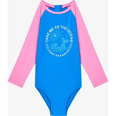 Açık Pembe Kız Çocuk Ocean Uv Korumalı Uzun Kollu