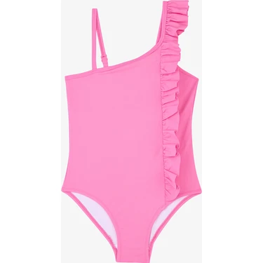 Pembe Kız Çocuk Bow Tie Fırfırlı Straplez