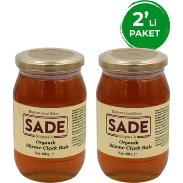 Sade Organik Süzme Çiçek Balı 2X460