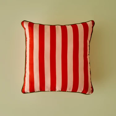 Bella Maison %100 Pamuk Line Biyeli Kırlent Kılıfı Kırmızı (43x43