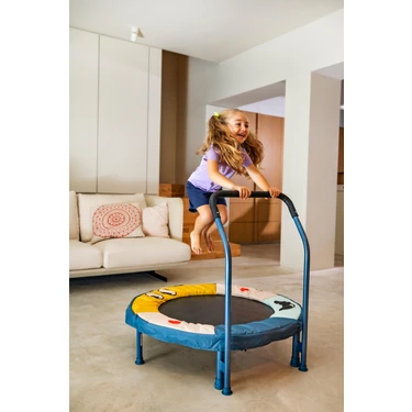 Decathlon Mini Trambolin Tutunma Barı Mavi Siyah Renkli Kolay Kullanım İçin Tutamaçlı Tek