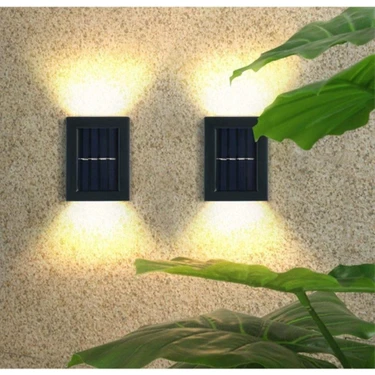 2 Adet Yeni Nesil Solar Çift Yönlü Duvar Lambası Güneş Enerjili Solar Aydınlatma Modern Dekorasyon