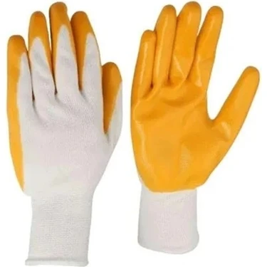Eli Iş Eldiveni Sarı Nitril (12 Çift) No:10 Xl Bahçe Tarım Montaj