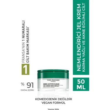 Yves Rocher Karma/Yağlı Cilt Nemlendirici Krem-Çinko&Salisilik Asit-Sebo Active Clear Botanik