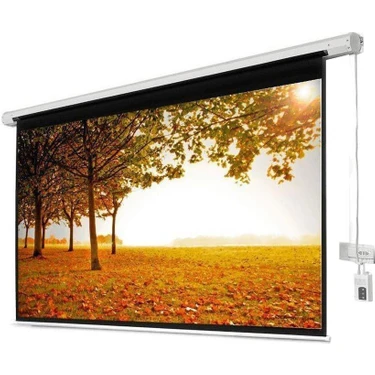 Xbright 240x200cm Motorlu Uzaktan Kumandalı Projeksiyon Perdesi (Arkası Siyah Fonlu)