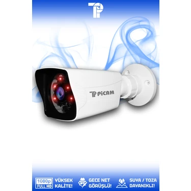 Picam 1 Kare Kamera Bullet Dış Mekan Full HD Gece Görüşlü Irled Kameralı AHD Güvenlik