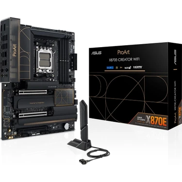 Asus Proart X870E-CREATOR Wıfı Amd X870E Am5 Ddr5 8000 HDMI 2xusb4 4x M2 Usb3.2 Wifi 7 + Bt Aura
