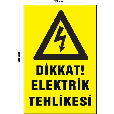 Lucena Metal Dikkat Elektrik Tehlikesi 15 cm x 20 cm Uyarı Levhası Yönlendirme