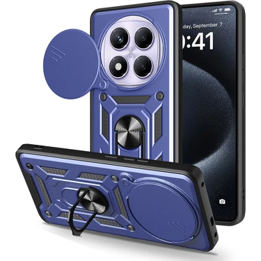 Adige Xiaomi Redmi Note 14 Pro 4g Uyumlu Kılıf Pars Yüzüklü Sürgülü Kamera Korumalı