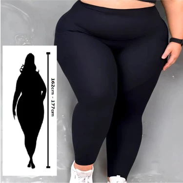 Sngl Kadın Büyük Beden Siyah Tayt Normal Bel 4XL-8XL Esnek ve Rahat Günlük Kullanım