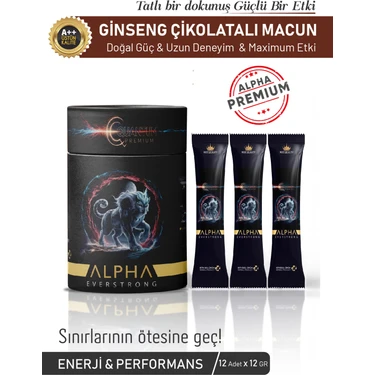Çikolatalı Ginseng Atom Güç Alpha Kuantum Premium Bitkisel Macun Saşet (12 ADETX12