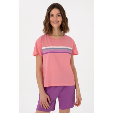 U.S. Polo Assn. Kadın Pembe Bisiklet Yaka Tişört