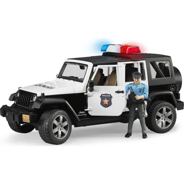 Bruder Jeep Wrangler U.R Polis Oyuncak Araba ve Memur Figürü – Açılır Kapı ve Kaput, Dayanıklı