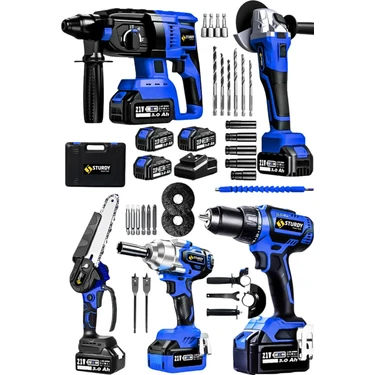 Sturdy Usta Seti Kömürsüz Akülü 5li Set 2-26 Şarjlı Hilti -Taşlama-Şarjlı Somun Sıkma -ŞARZLI
