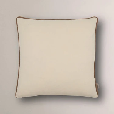 Vanilla Home Efe Biye Detaylı Düz Kırlent Kılıfı Ekru Renk 45 x 45 cm %100 Yerli