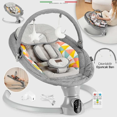 Elele Sette Gri Elektrikli Otomatik Sallanan Ana Kucağı 0-13 kg Taşıma Kapasitesi ile Konforlu