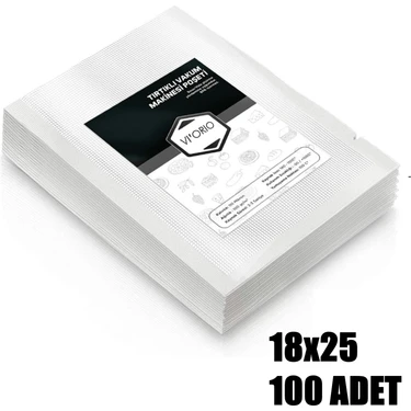 VI'ORIO 18X25 Tırtıklı Vakum Makinesi Poşeti 100