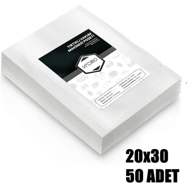VI'ORIO 20X30 Tırtıklı Vakum Makinesi Poşeti 50 Adet Dayanıklı Yapı ile Gıda