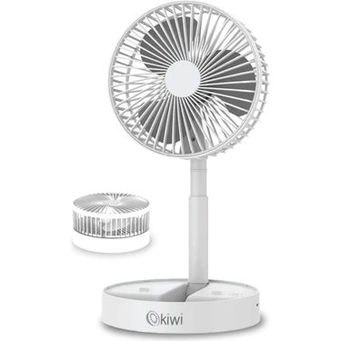 Kiwi KFAN-7608 Şarjlı Beyaz Ayarlanılabilir Mini Fan Masa Üstü Vantilatörü USB Soğutucu Sessiz El