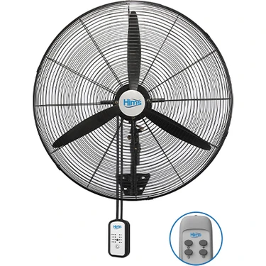 Hims HEF-DK750 210W 75cm Siyah 3 Kanat Kumandalı Sanayi Tipi Duvar