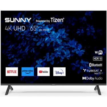Sunny SN65FMN510 65’’ 165 Ekran Uydu Alıcılı 4K Ultra HD Frameless Tizen  LED