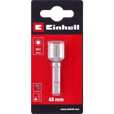 Orijinal Einhell Manyetik Lokma Ucu, 10 mm (Krom Vanadyum Çelik, 48 mm, E 6.3 / 1⁄4”, Akülü