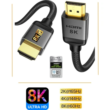 8k Displayport Dp Kablo Örgülü 1.5 Metre 1.4 Versiyon Dp Kablo Gaming Sinema Yüksek Kalite Dp