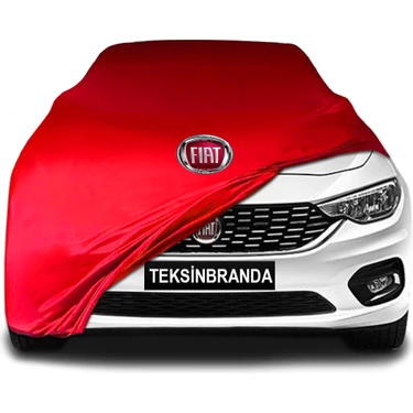 Fiat Egea Sedan (356) (2020 - ) Kırmızı Kumaş Araba Branda Logolu Kumaş Araba Brandası Penye Oto
