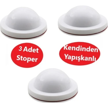 Adilon Silikon Kapı Stoperi Beyaz 3 Adet Tamponu Kendinden Yapışkanlı Beyaz Kapı Kolu