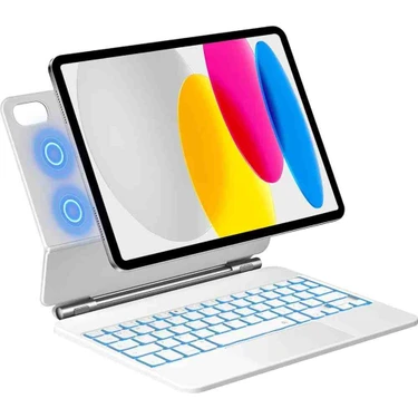 Fogy Apple iPad 10.nesil ipad (A16) Uyumlu Magic Keyboard Touchpad Işıklı Türkçe Q Klavyeli