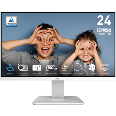 MSI 23.8" PRO MP2412W 1920x1080 (FHD) 16:9 FLAT VA 100HZ 1MS ADAPTIVE-SYNC BEYAZ