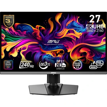 MSI 26,5" MPG 272URX QD-OLED 240 HZ 0.03MS 16:9 G-SYNC COMPATIBLE QD-OLED GAMING