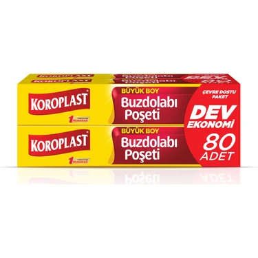 Koroplast Büyük Boy Buzdolabı Poşeti 4Al3Öde, Büyük Boy 80'li Buzdolabı Torbası, Sızdırmaz 20'li