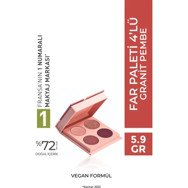 Yves Rocher 4’lü Granit Pembe Far Paleti 5.9 gr Çok Renkli Vegan Formül ile Mat ve Işıltılı