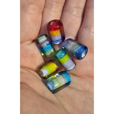 Murano Çok Renkli Silindir Boncuk 1
