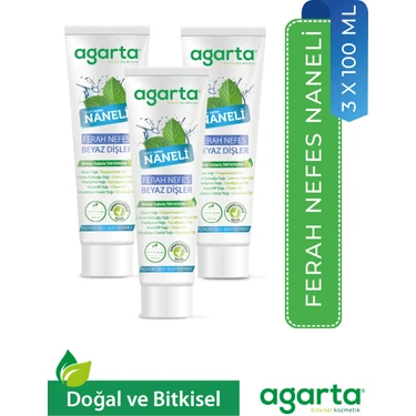 Agarta 3 Adet Yoğun Naneli Florürsüz Ferah Nefes Diş Macunu 100