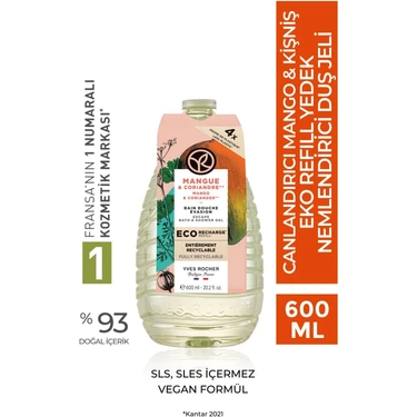 Yves Rocher Eko Refill Yedek Duş Jeli-Nemlendirici Canlandırıcı Mango Kişniş-SLS,SLES