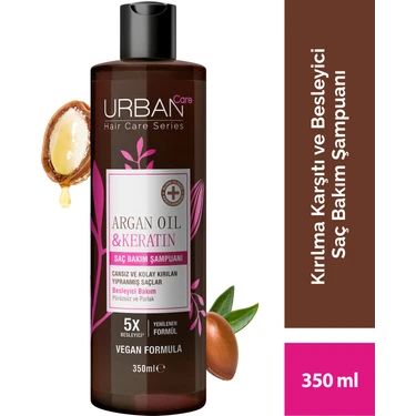 Urban Care Argan Oil & Keratin Besleyici ve Kırılma Karşıtı Saç Bakım Şampuanı Vegan 350 ml