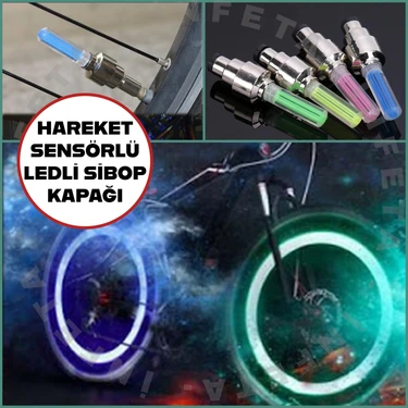 Bisiklet Motorsiklet Araba Hareket Sensörlü Işıklı Sibop Kapağı- 2 Adet Tekerlek Işığı Led