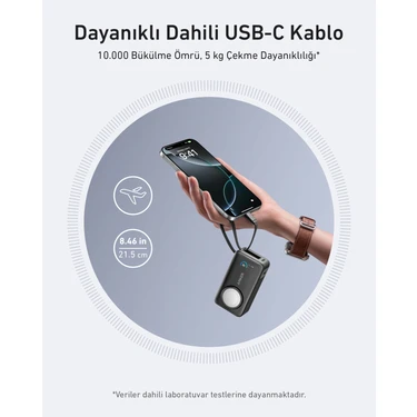 Anker MagGo Powerbank (10K, 35W, Apple Watch Için) - Siyah - Fiyatı