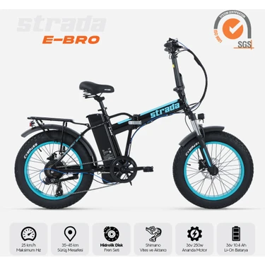 Strada Cycles E-Bro Hidrolik Disk Fat Bike Katlanabilir 20 Jant Elektrikli