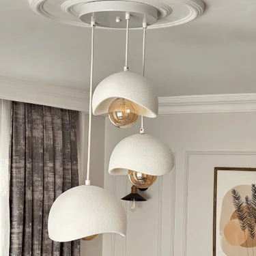 Lumiere Design Beton Görünümlü Iskandinav &bohem Tarz 3’lü Sarkıt Avize -Profesyonel Tasarım,gün