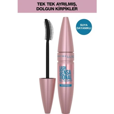 Maybelline New York Lash Sensational Yelpaze Etkili Suya Dayanıklı Siyah Waterproof