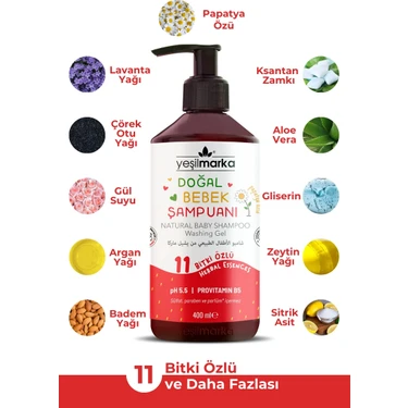Yeşilmarka Natürliches Babyshampoo & Waschgel Mit Wassermelonenduft - 400 Ml, Sanfte Reinigung & Feuchtigkeitspflege Mit Aloe Vera & Pflanzlichen Ölen