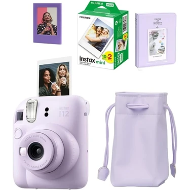 Instax Mini 12 Fotoğraf MAKINESI-20LI Film-Büzgülü KILIF-64LÜ Albüm ve Mıknatıslı Çerçeve Seti