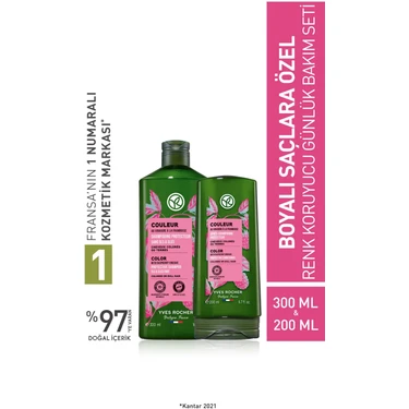 Yves Rocher Boyalı Saçlar Için (COULEUR) Renk Koruyucu Orijinal Boy Şampuan, Saç Kremi
