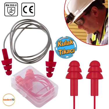 Kulak Tıkacı 23 Db Yıkanabilir Ipli Tıkaç Tpe Gürültü Ses Önleyici Yüzme Su Kaçma Kulak