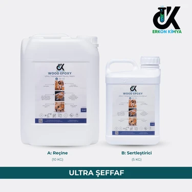 Ezomax Ultra Şeffaf Döküm Tipi Epoksi Reçine 15KG Set Epoxy Masa Sehpa